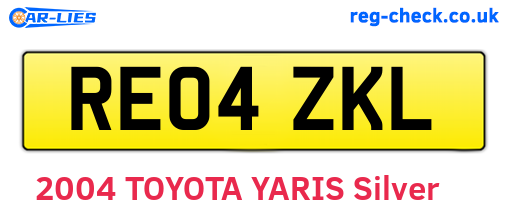 RE04ZKL are the vehicle registration plates.