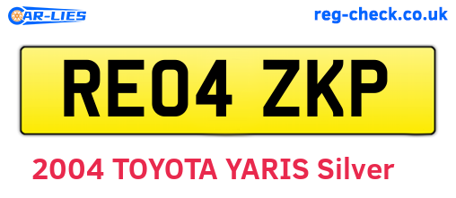 RE04ZKP are the vehicle registration plates.