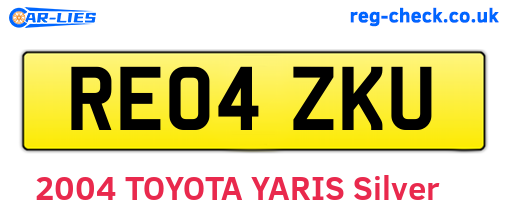 RE04ZKU are the vehicle registration plates.