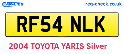 RF54NLK are the vehicle registration plates.