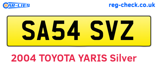 SA54SVZ are the vehicle registration plates.
