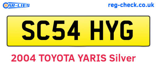 SC54HYG are the vehicle registration plates.