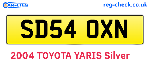 SD54OXN are the vehicle registration plates.