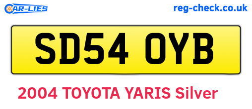 SD54OYB are the vehicle registration plates.