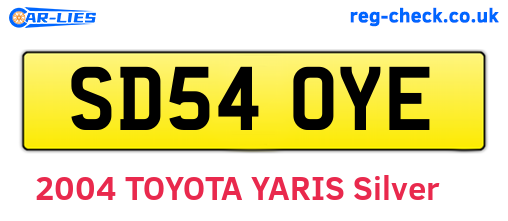 SD54OYE are the vehicle registration plates.