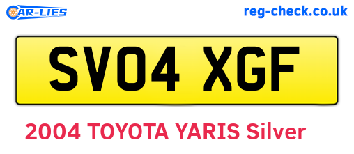 SV04XGF are the vehicle registration plates.