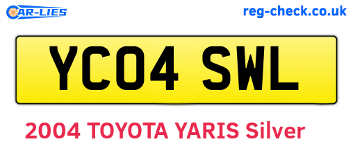 YC04SWL are the vehicle registration plates.
