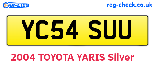 YC54SUU are the vehicle registration plates.