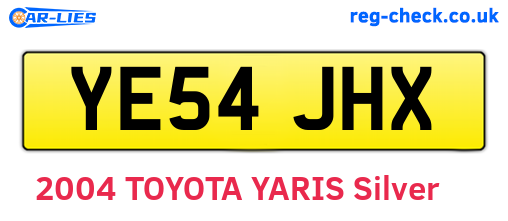 YE54JHX are the vehicle registration plates.