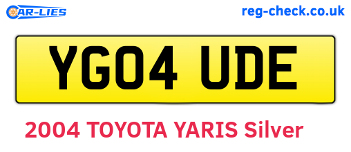 YG04UDE are the vehicle registration plates.