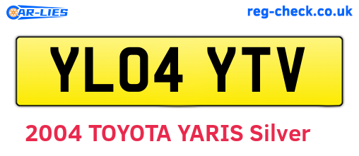 YL04YTV are the vehicle registration plates.