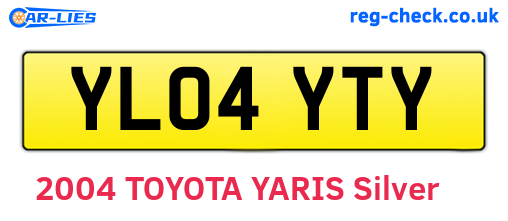 YL04YTY are the vehicle registration plates.