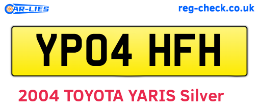YP04HFH are the vehicle registration plates.