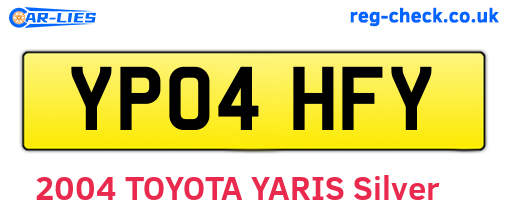 YP04HFY are the vehicle registration plates.