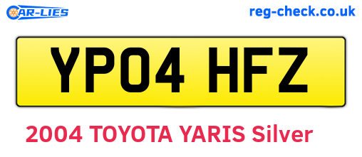 YP04HFZ are the vehicle registration plates.