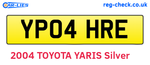 YP04HRE are the vehicle registration plates.