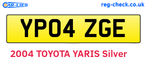 YP04ZGE are the vehicle registration plates.