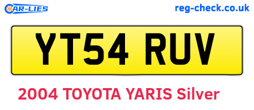 YT54RUV are the vehicle registration plates.