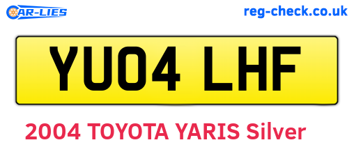 YU04LHF are the vehicle registration plates.
