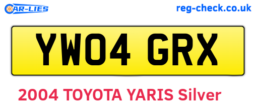 YW04GRX are the vehicle registration plates.