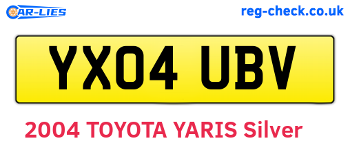 YX04UBV are the vehicle registration plates.