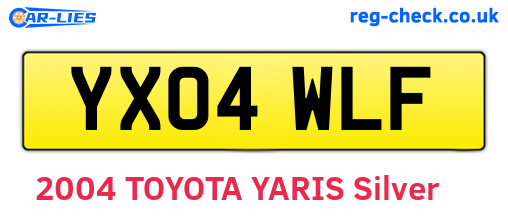 YX04WLF are the vehicle registration plates.