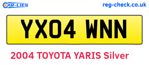 YX04WNN are the vehicle registration plates.