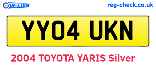 YY04UKN are the vehicle registration plates.