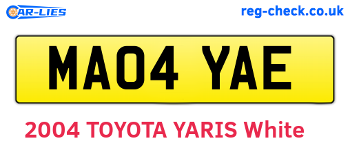 MA04YAE are the vehicle registration plates.