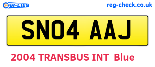 SN04AAJ are the vehicle registration plates.