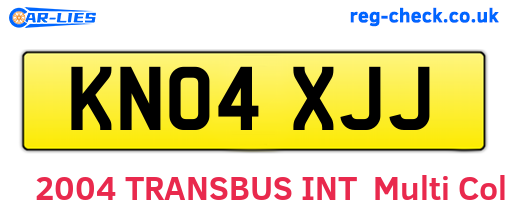 KN04XJJ are the vehicle registration plates.