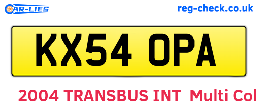 KX54OPA are the vehicle registration plates.