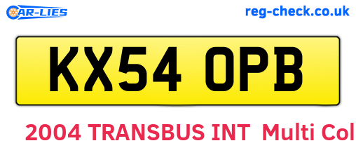 KX54OPB are the vehicle registration plates.