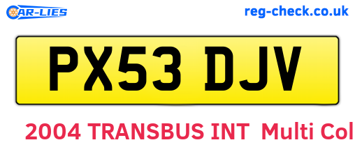 PX53DJV are the vehicle registration plates.