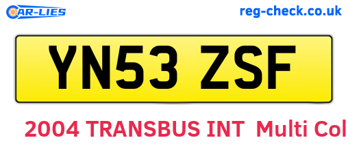 YN53ZSF are the vehicle registration plates.