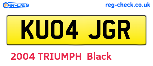 KU04JGR are the vehicle registration plates.