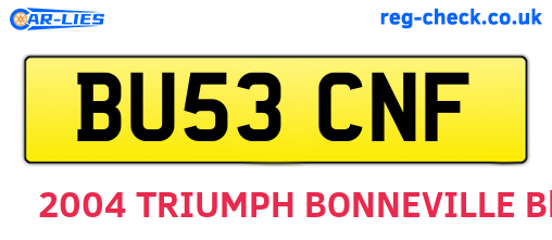 BU53CNF are the vehicle registration plates.