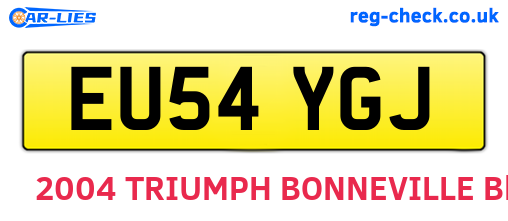 EU54YGJ are the vehicle registration plates.