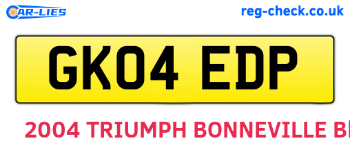 GK04EDP are the vehicle registration plates.