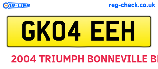 GK04EEH are the vehicle registration plates.