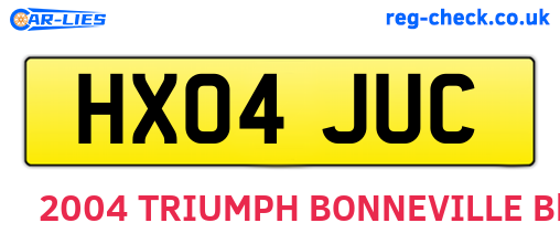 HX04JUC are the vehicle registration plates.
