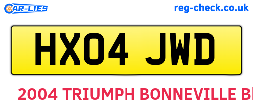 HX04JWD are the vehicle registration plates.