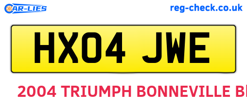 HX04JWE are the vehicle registration plates.