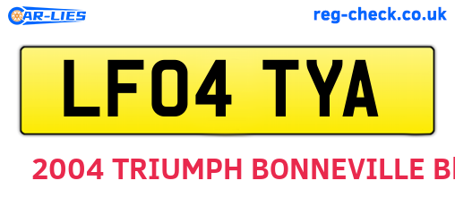 LF04TYA are the vehicle registration plates.