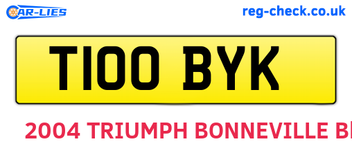 T100BYK are the vehicle registration plates.
