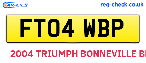 FT04WBP are the vehicle registration plates.