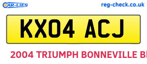 KX04ACJ are the vehicle registration plates.