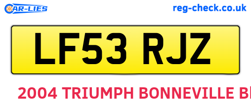 LF53RJZ are the vehicle registration plates.