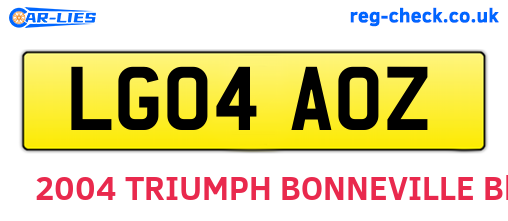 LG04AOZ are the vehicle registration plates.