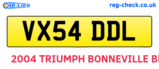 VX54DDL are the vehicle registration plates.